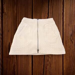 Zara Trafaluc White Crinkle Zip-Front Mini Skirt Size XS